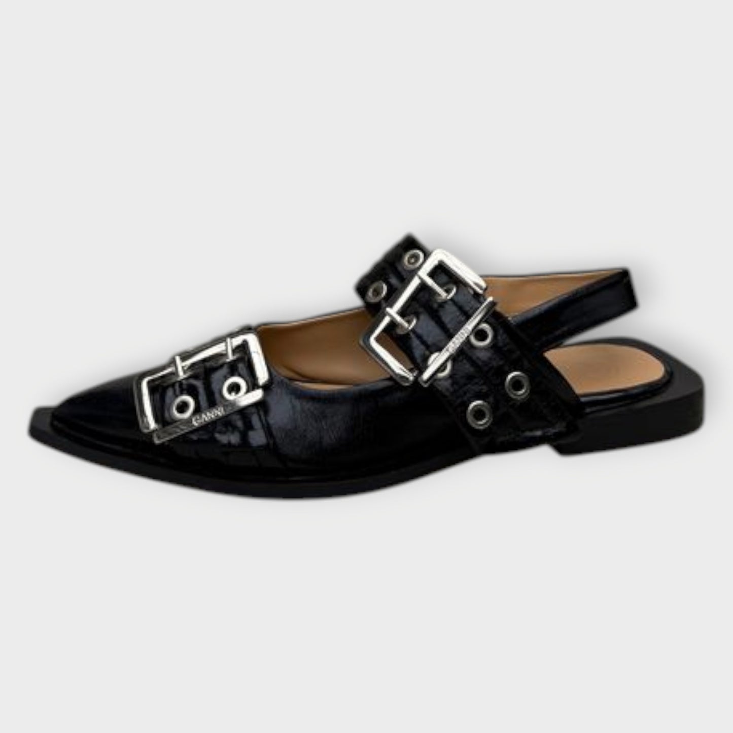 Patent PU Buckle Ballerina Flats