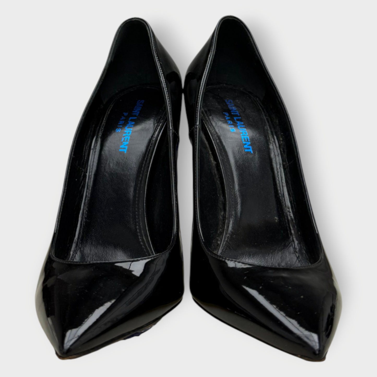 Patent Blue Logo Opyum Heels