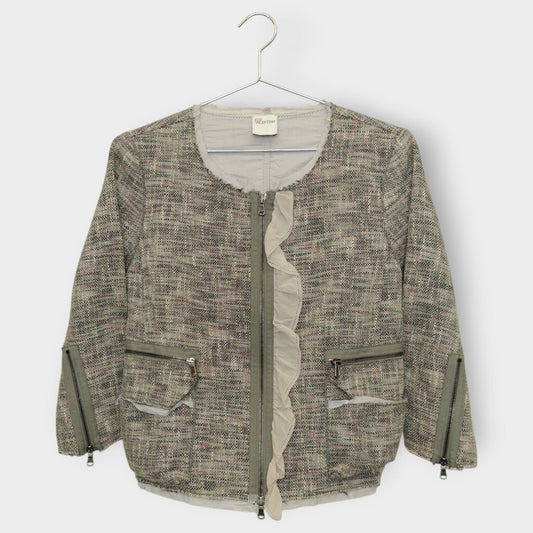 Tweed Trimmed Zip Jacket