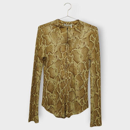 Snake Printed Half Zip Long Sleeve