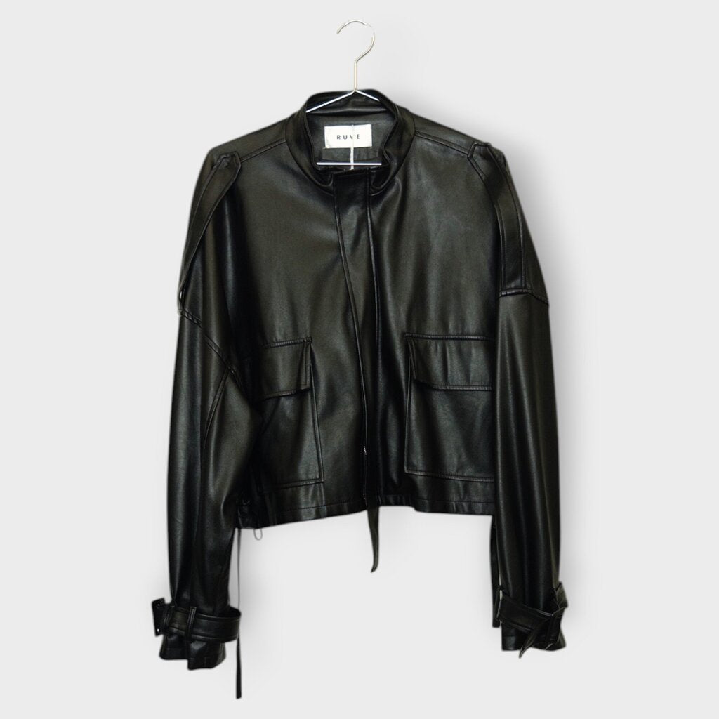 Faux Leather Pocket Jacket