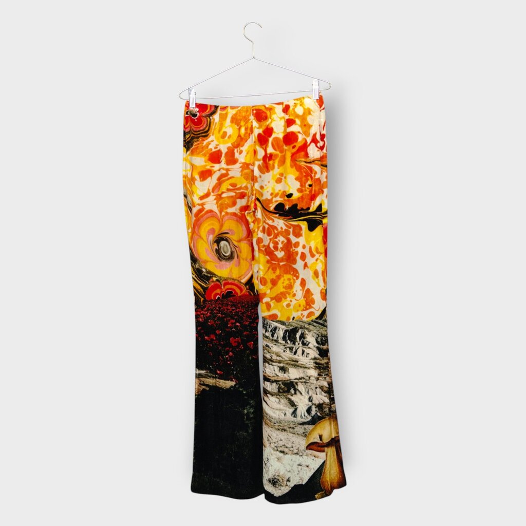 Velour Mushroom Print Flare Pant