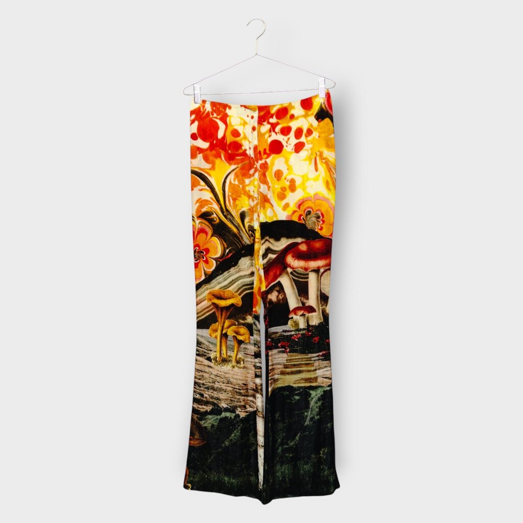 Velour Mushroom Print Flare Pant