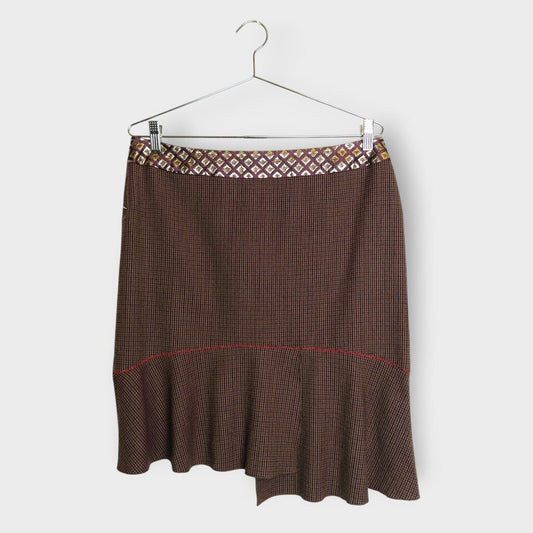 Wool Check Flare Midi