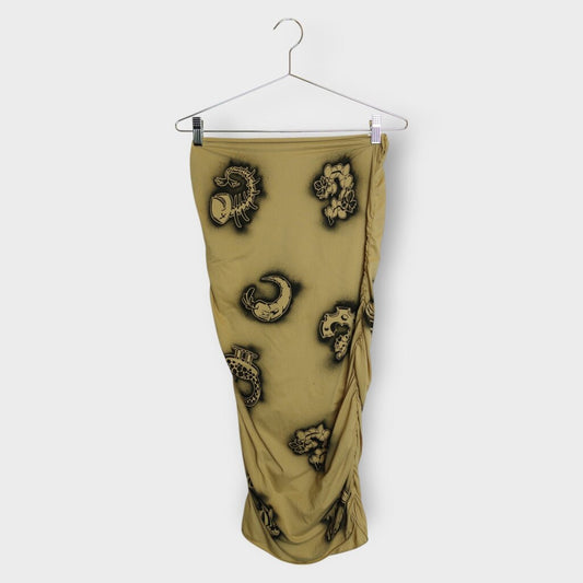 Ruched Airbrush Print Skirt