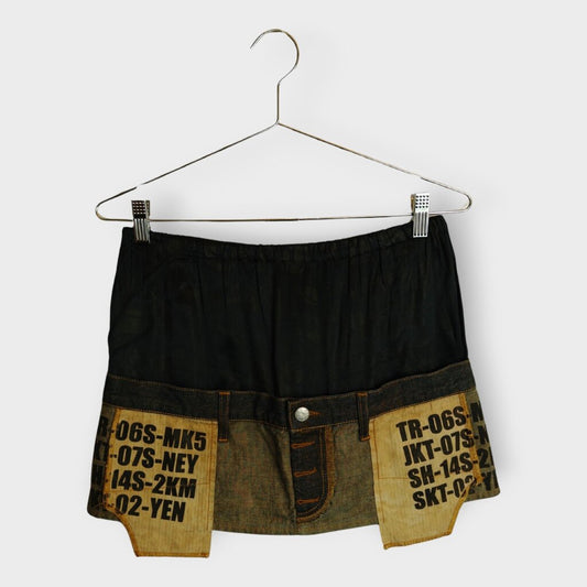Satin Denim Mini Skirt