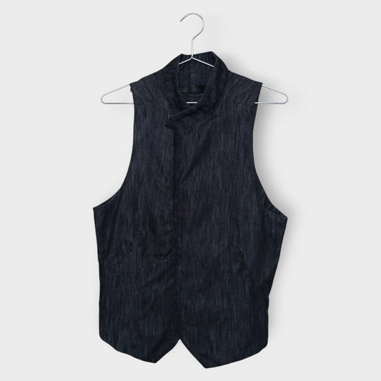 Denim Band Collar Vest