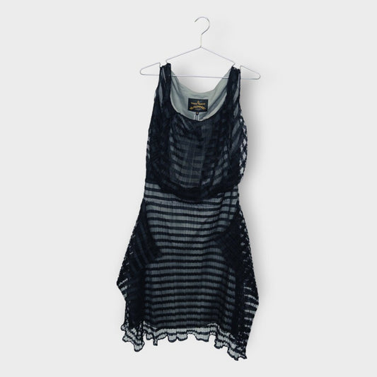 Black Mesh Layered Midi Dress