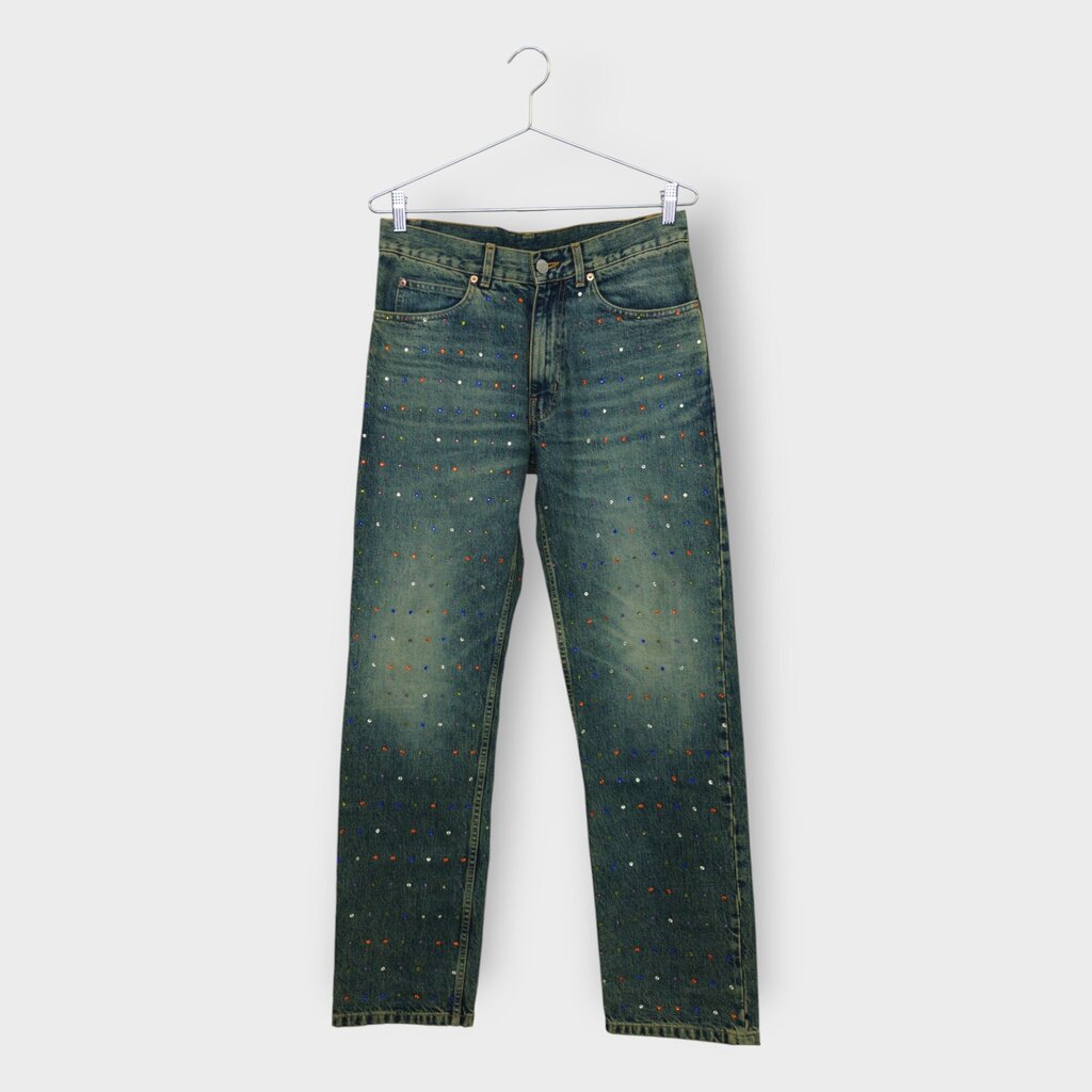 Rhinestone Embellished Mid Rise Jean