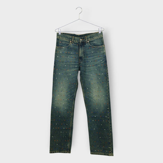 Rhinestone Embellished Mid Rise Jean