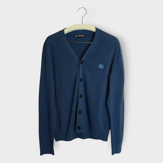 Blue V Neck Knit Cardigan