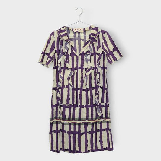 Purple Print Cotton Shirt Dress