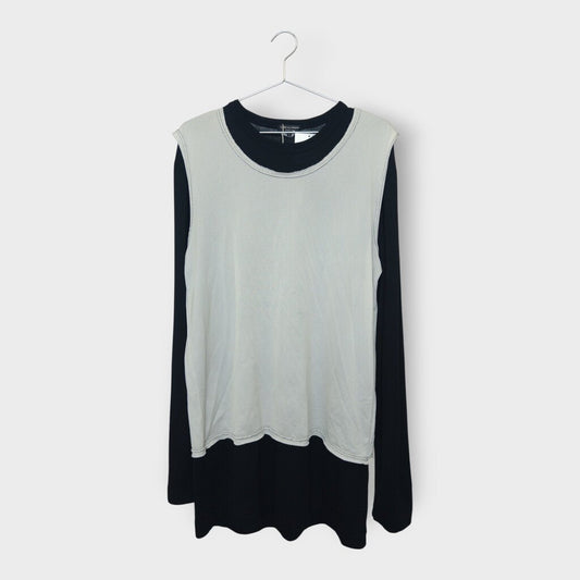 Black White Mesh Long Sleeve Top