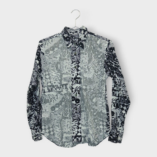 Black White Cartoon Print Shirt