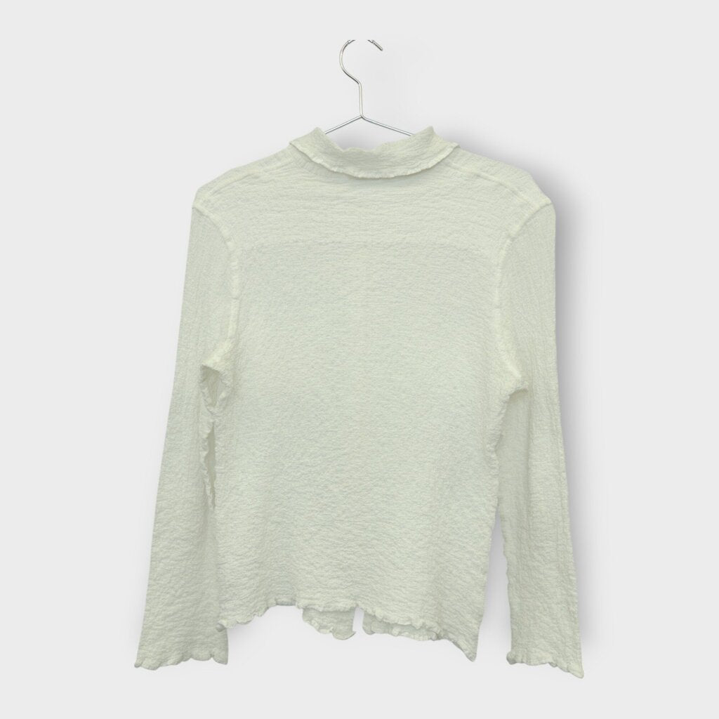 Crinkled Button Up Collared Top