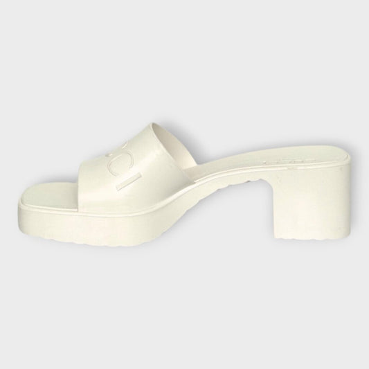 Rubber Low Heel Slide Sandal