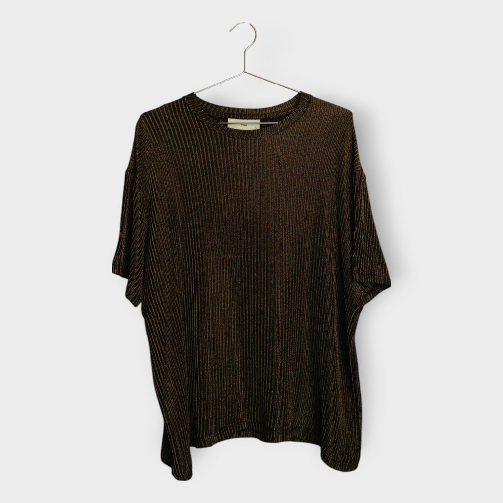 Gold & Black Rib Knit Tee