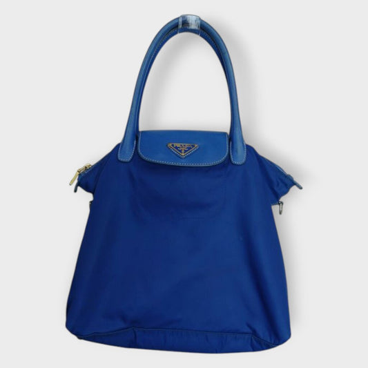 Blue Nylon Tessuto Gold Tone Hardware Tote