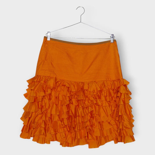 Silk Frill Midi Skirt