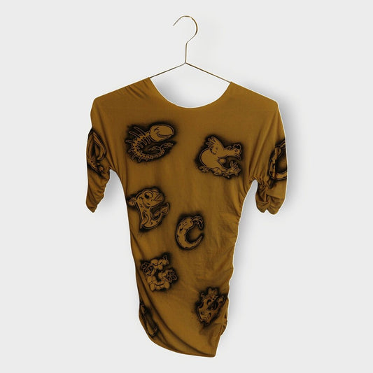Ruched Airbrush Print Top