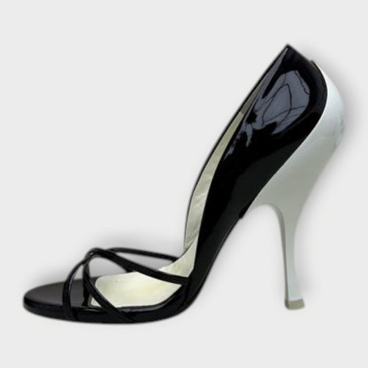 Patent Contrast Strap Heels