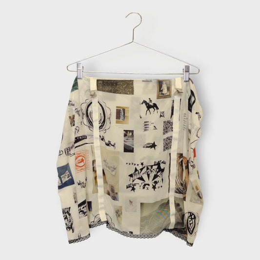 Collage Print Garter Clip Skirt