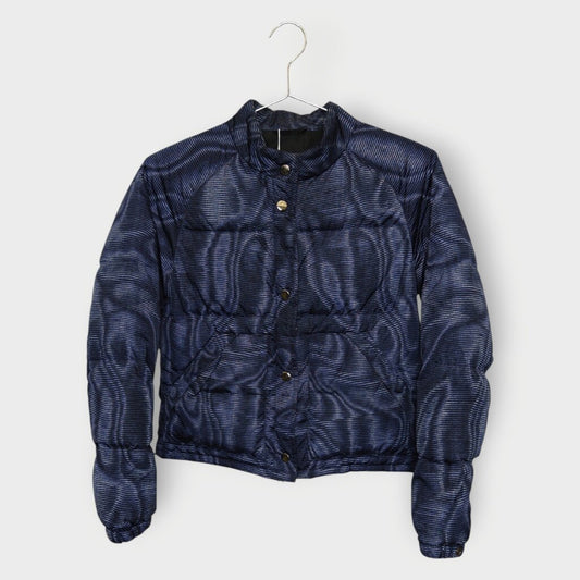 2004 Navy Swirl Print Down Puffer Jacket