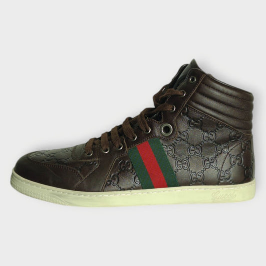 Leather Monogram High Top Sneakers