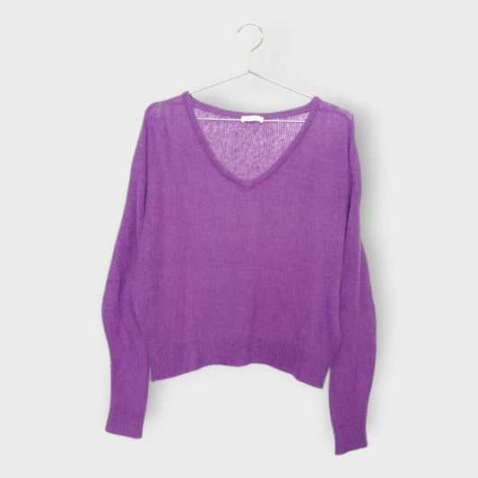 Purple Wool Blend V-Neck Sweater