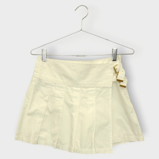 White Pleated Belt Detail Skort