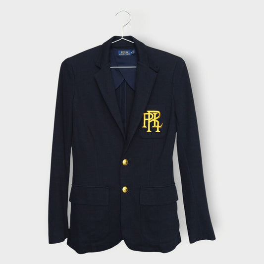 Navy Double-Knit Logo Blazer