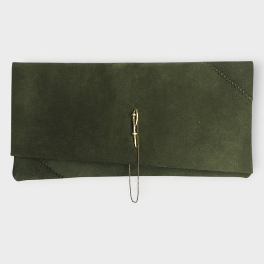 Suede Silver Hook Clutch