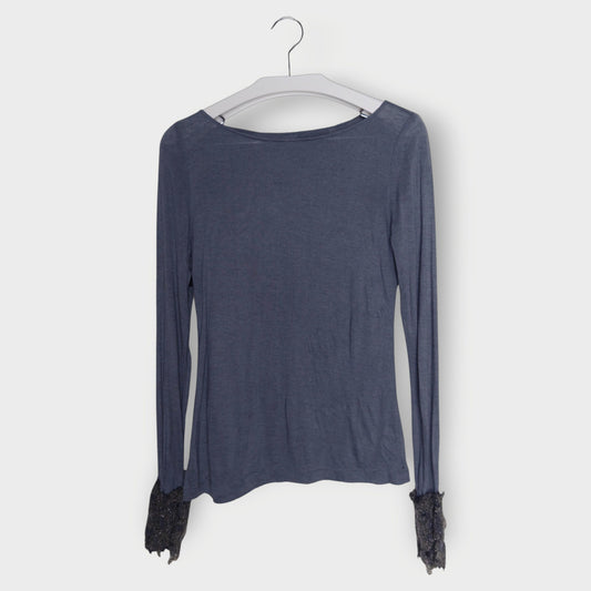 Boat Neck Felted Cuff Long Sleeve