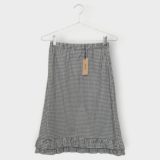 Checkered Ruffle Midi Skirt
