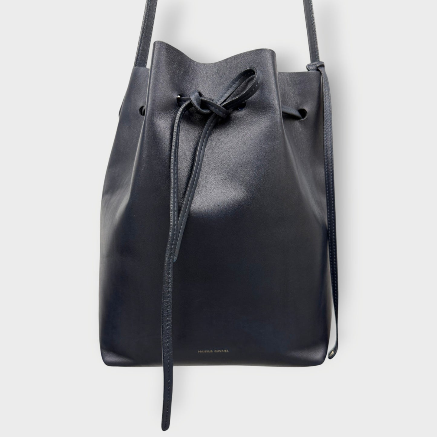 Leather Drawstring Bucket Bag