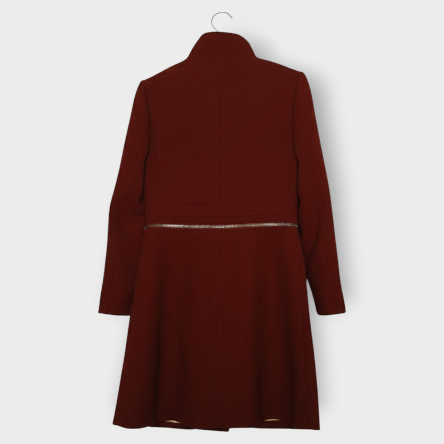 Wool High Neck Zip Waist Coat