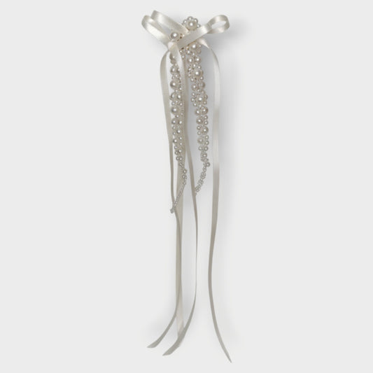 Pearl Bow Ribbon Drip Earring