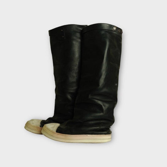 Rick Owens FW 2014 Moody Black Leather Knee High Boots