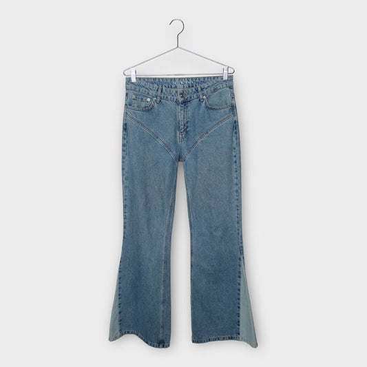 SALT MURPHY Light Wash Panelled Flare Jeans