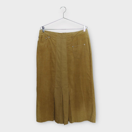 Verge Camel Brown Corduroy Panelled Skirt
