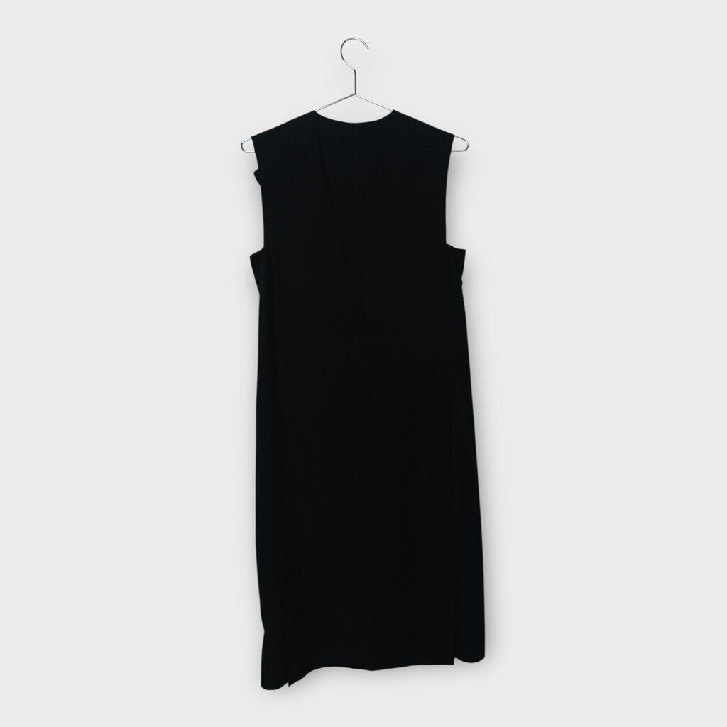 Black Cotton Button Up Frill Midi
