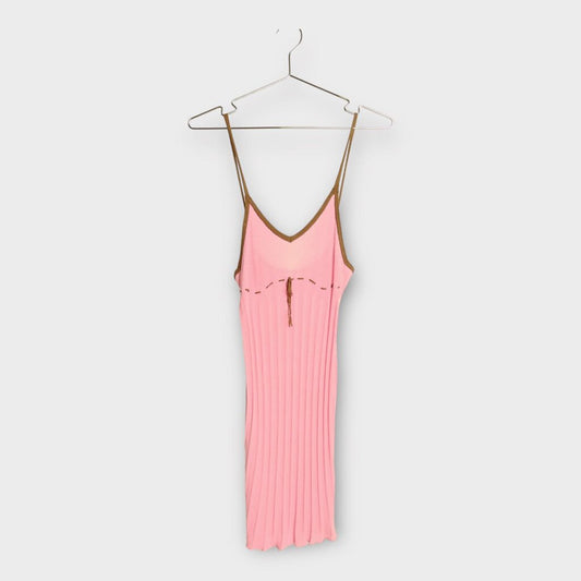 Gimaguas Pink + Brown Ribbed Mini Dress