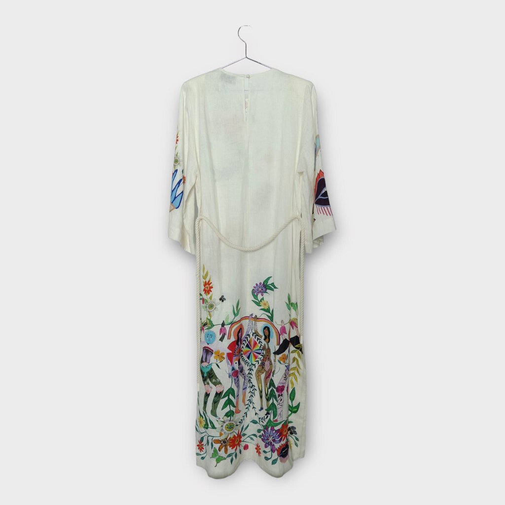 Alemais White Linen Meagan Print Maxi Dress
