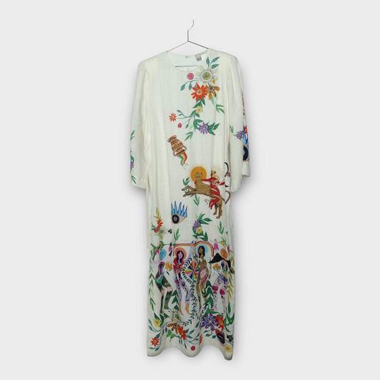 Alemais White Linen Meagan Print Maxi Dress