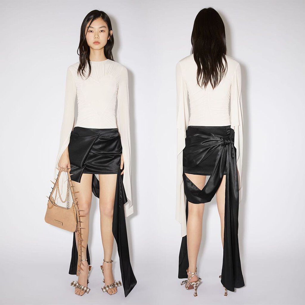 Acne Studios Black Satin Bow Mini Skirt