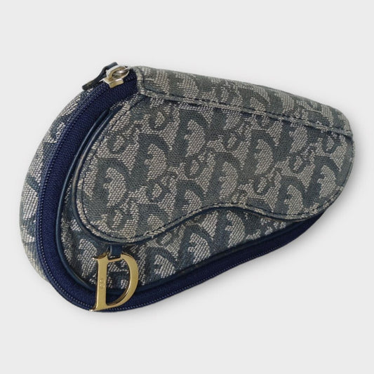 Dior Navy Monogram Saddle Trotter Pouch