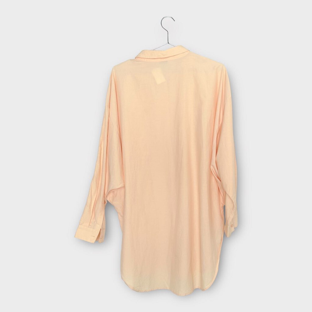 Silk Laundry Coral Pink Cotton Silk Blend Batwing Shirt