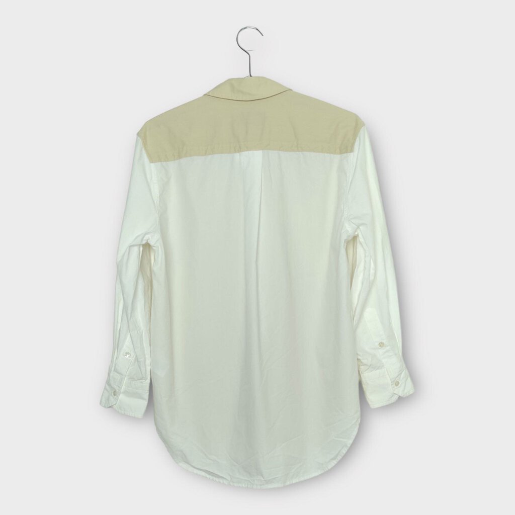 Oroton Cream & White Cotton Button Up Shirt