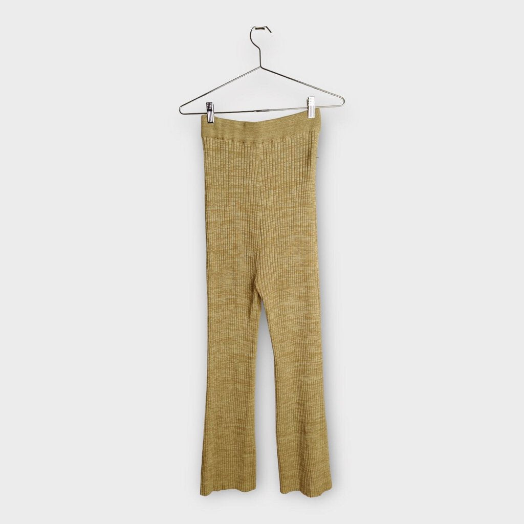 Anna quan Beige Marle Ribbed Flared Pants