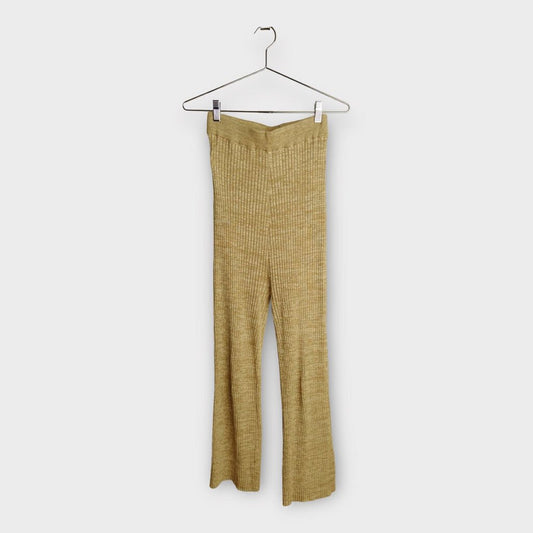 Anna quan Beige Marle Ribbed Flared Pants